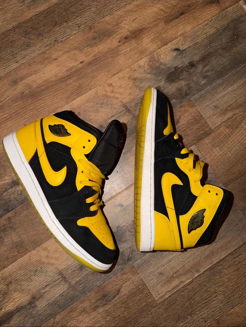 Nike Kids Yellow and Black High-Top Sneakers